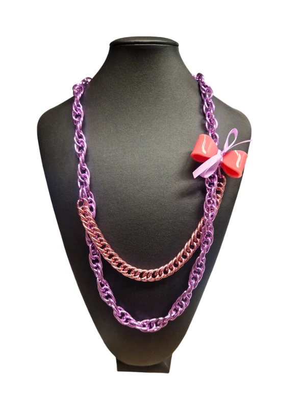 viola roza ogrlica dolga s pentljo Tina Design