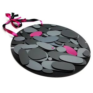 crna in roza ter siva okrogla 3D stenska dekoracija_TinaDesign