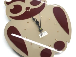 bez bordo stenska ura sova swarovski tinadesign