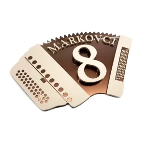 hisna stevilka v obliki harmonike v bez in pearl bakreni s 3D efektom Tina Design