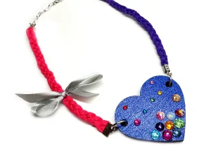 ogrlica modra big blue heart by tinadesign