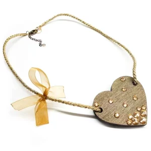 ogrlica rjava golden heart by tinadesign