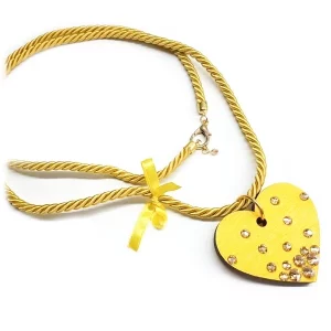 ogrlica rumena long yellow heart by tinadesign