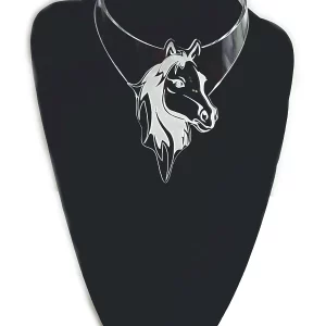 top prosojna ogrlica s konjem in swarovski kristalom Tina Design