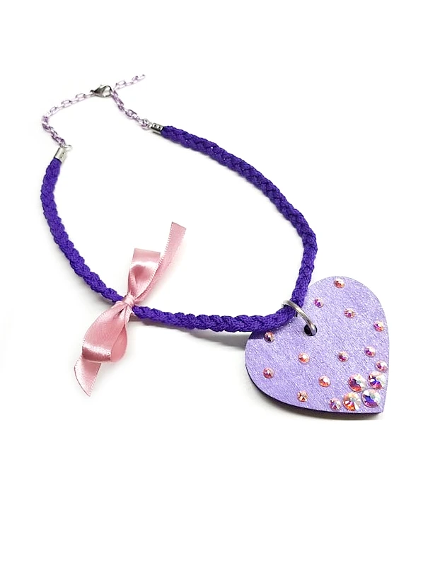 viola ogrlica s srcki big purple heart tinadesign