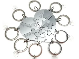 obesek puzzle srce za devet oseb pearl srebrn pleksi Tina Design