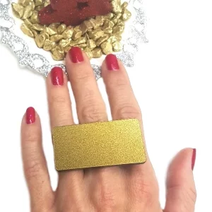 pleksi zlat pravokoten prstan nerjavece jeklo by tinadesign