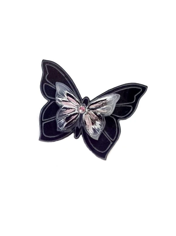 prstan z motivom crnega metulja 3D in kristalom Swarovski Tina Design