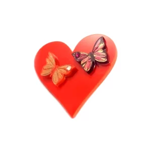 rdec prstan srce z dvema metuljema Swarovski Tina Design