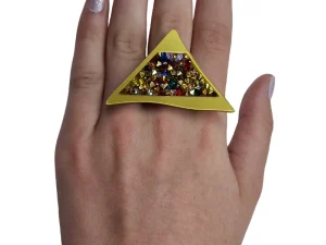 zlat glamour prstan trikotnik Tina Design
