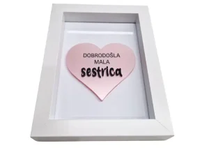 slika s 3D srckom v pearl roza Tina Design