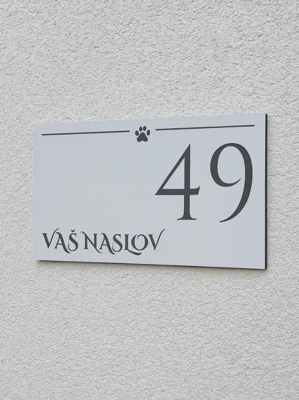 predstavitvena hisna stevilka z odtisom ene tacke tina design