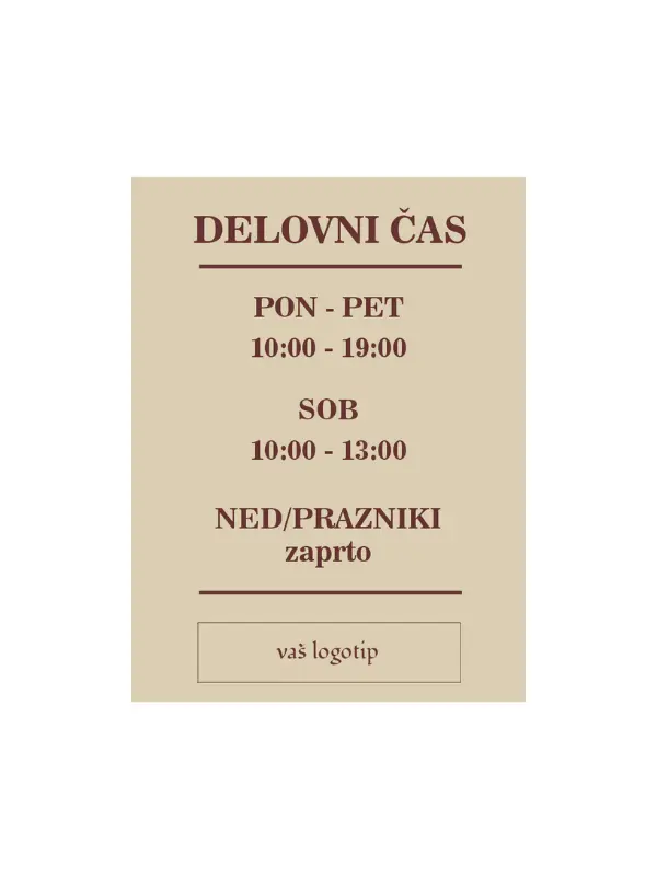 bez tablica z rjavim napisom delovni cas_tina design