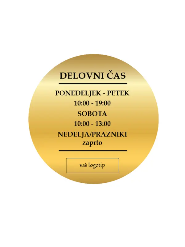 zlat okrogel delovni cas s crnim napisom tina design